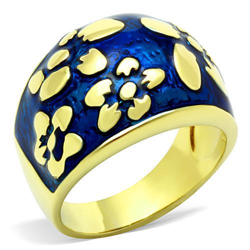 TK1399 - IP Gold(Ion Plating) Stainless Steel Ring with Epoxy in Capri Blue