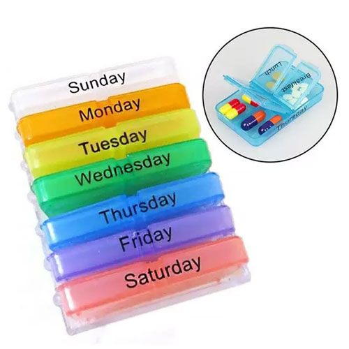 Portable Rainbow Pill Case 7 Days Weekly Container Splitters