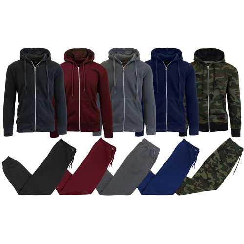 2-Piece Set Men's Fleece-Lined Hoodie And Jogger