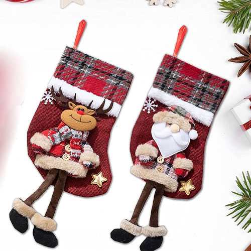 Pair Of 2 Decorative Christmas Stocking
