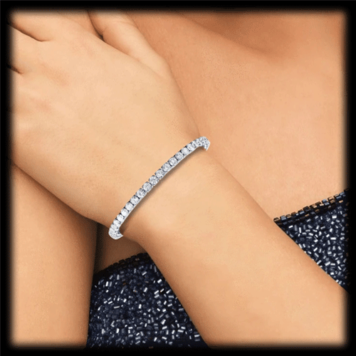 White Gold And Cubic Zirconia Single Row Tennis Bracelet For Women