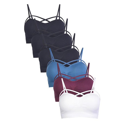 6 Pack Mamia Ladies Seamless Strappy Bra