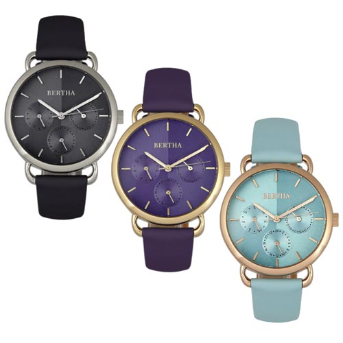 Bertha Gwen Stainless Steel Leather Belt Watch