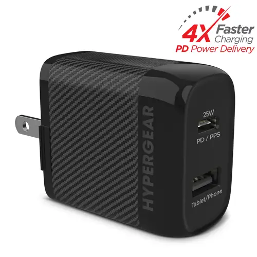 HyperGear SpeedBoost 25W PD Dual Output Wall Charger Black