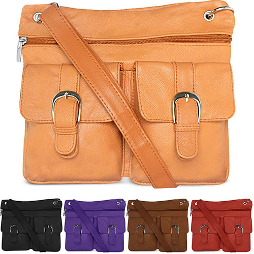 Crossbody Bag - Deluxe Multi Pocket Leather Bag