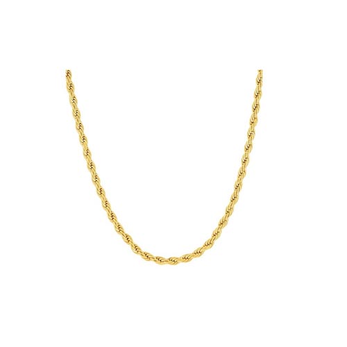 14K Gold 3mm Diamond Cut Rope Chain Necklace