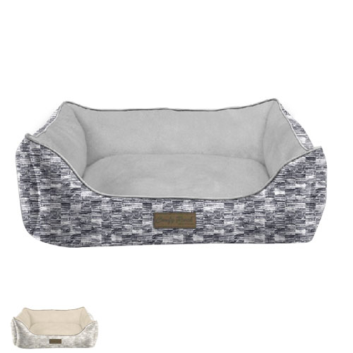 Elle Decor Comfy Pooch Pillow Pet Bed -Beige And Gray
