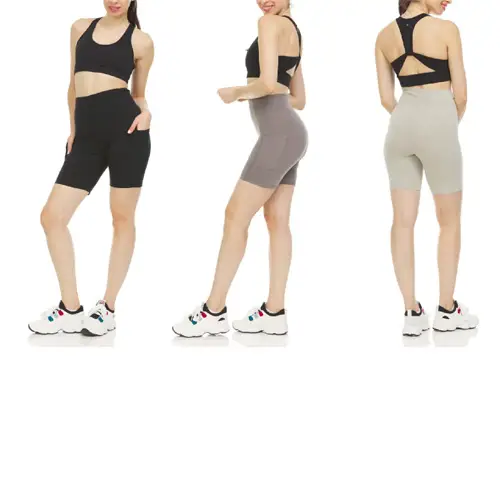 Women's High Waist Tummy Control Yoga Biker Shorts Available in 3 Pack