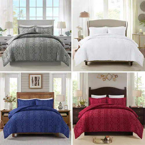 JML Bed In A Bag Jacquard Comforter Set With Tufted Wave Pillowcases