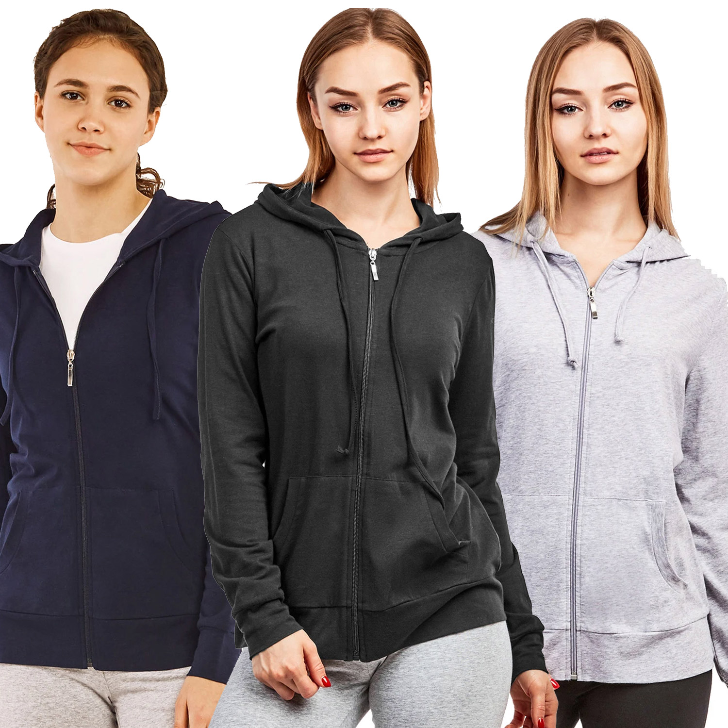 Cottonbell Ladies Thin Zip-up Hoodie Jacket