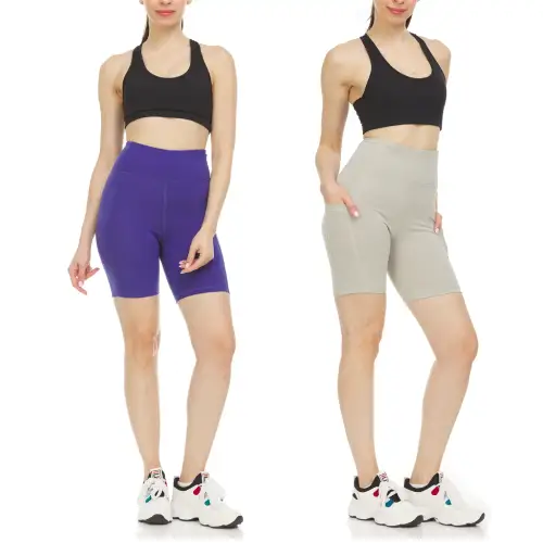 Women's High Waist Tummy Control Yoga Biker Shorts 2 Pack