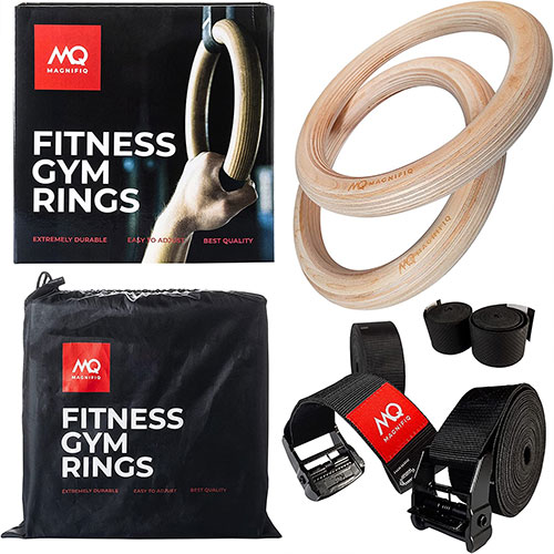 Birch Wood Gymnastic Rings With Adjustable Straps