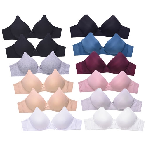 Ladies No-wire Cotton Plain Bra Pack of 6