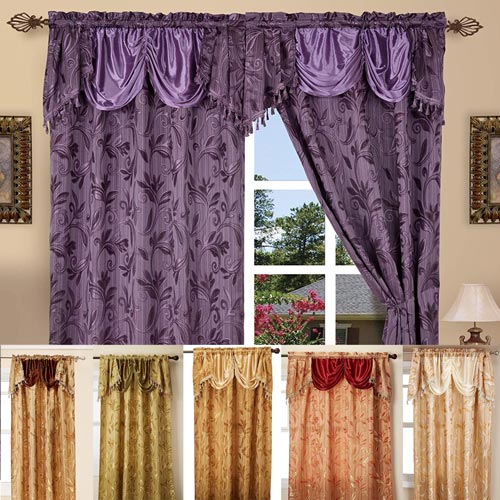 Elegance Linen Luxury Jacquard Curtain Panel Set (Set of 2)