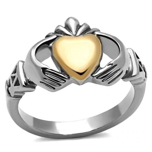 Two-Tone IP Rose Gold Stainless Steel Ring With No Stone