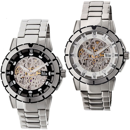 Reign Philippe Automatic Skeleton Bracelet Watch Stainless Steel