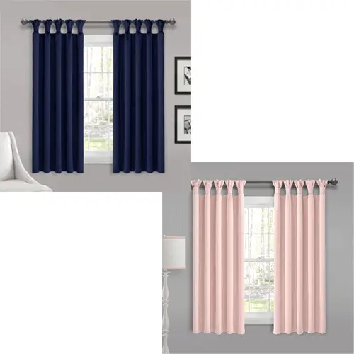Insulated Knotted Tab Top Blackout Window Curtain Panel Set