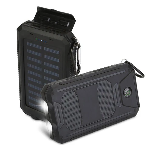 10K mAh Solar Power Bank - Dual USB Ports, Battery Indicators, SOS LED Lights, Compass - Camping & H