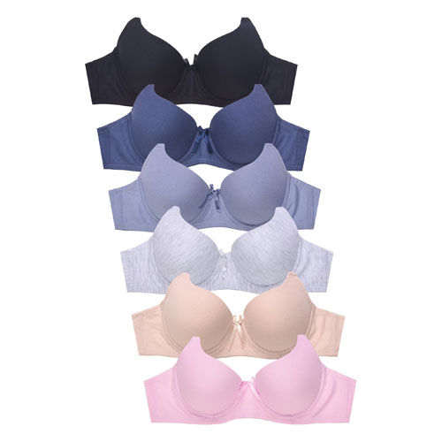 Sofra Ladies Full Cup Cotton Plain Bra Pack Of 6