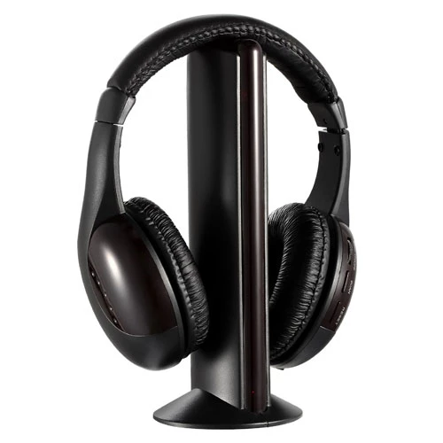 Wireless RF Headphones with Mic, Over-Ear Headsets, 98.4ft Range, Y-shaped Cable, for TV Radio CD