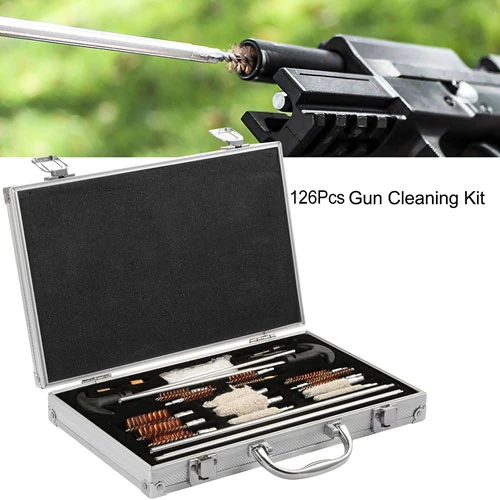 126Pcs Universal Gun Cleaning Kit Gun Cleaning Brushes Mops w/ Carrying Case for Rifles Pistols
