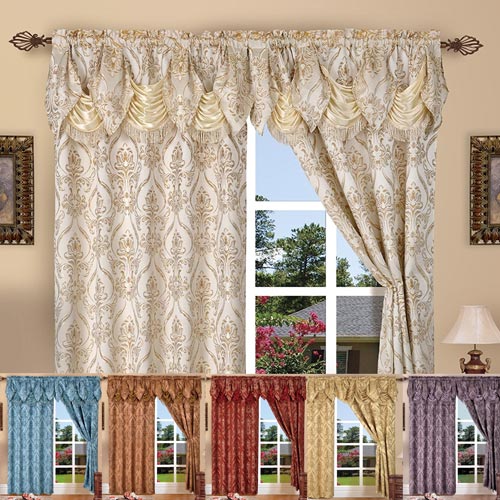 Elegant Comfort Penelopie Jacquard Look Curtain Panel Set