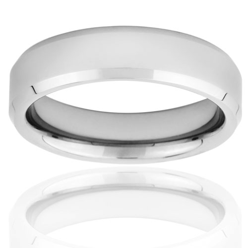 Polished Beveled Edge Tungsten Carbide Ring 6MM
