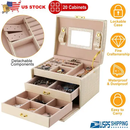 Jewelry Case Organizer 3-layer Lockable