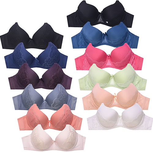 Ladies Full Cup Lace Bra - 6 Pack