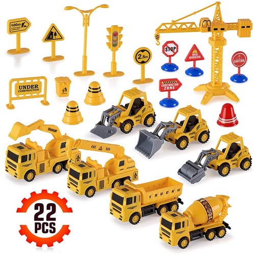 22-Piece Construction Trucks Toy Set For Kids