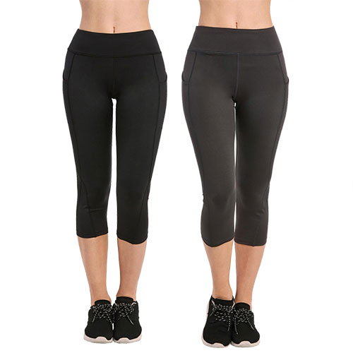 2 Pack Ladies Athletic Capri Legging