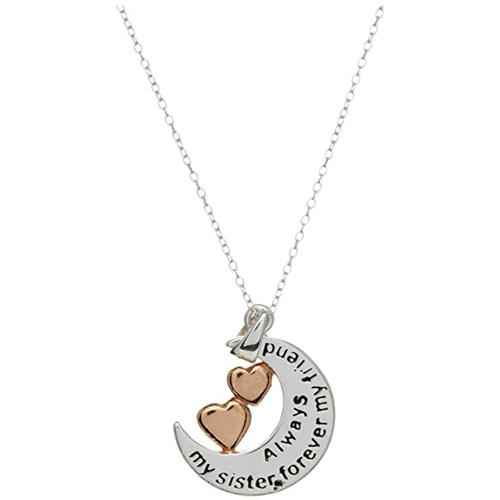 Sterling Silver Always My Sister Forever My Friend Inspirational Quote Pendant