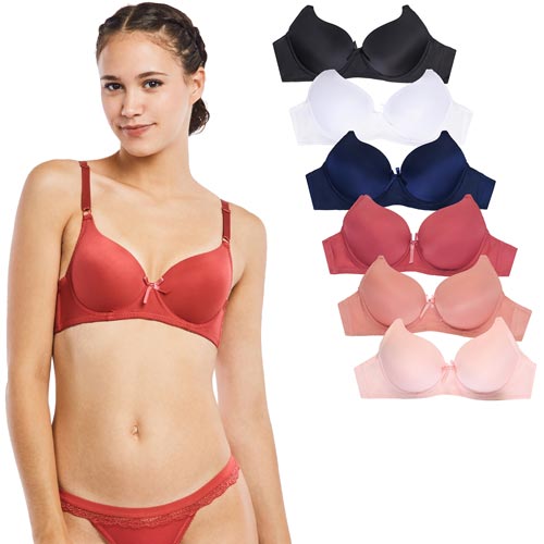 6Pack Ladies Full Cup Plain Bra