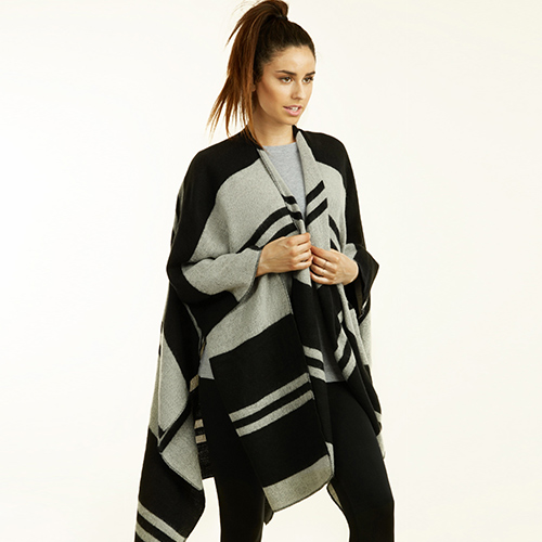 Ladies Striped Poncho