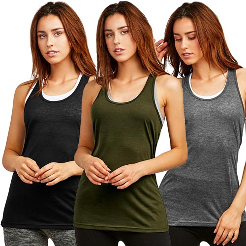 3 Pack Ladies Lightweight Athletic Tank Top