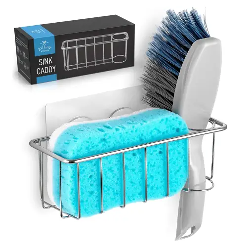 Solid 2-in-1 Stainless Steel Sponge Holder Sink Caddy