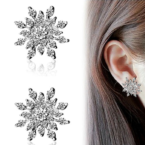 Crystal Rhinestone Holiday Flake Earring