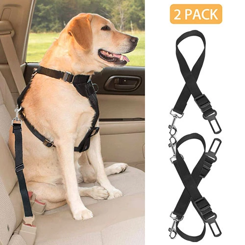 2PCS Pet Dog Cat Car Seat Belt Safety Lead Harness with Adjustable Length
