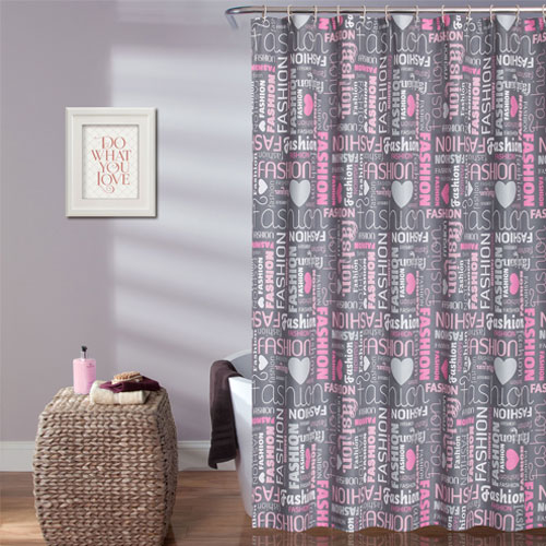 Fashion Shower Curtain Pink Single 72x72 Lush Decor