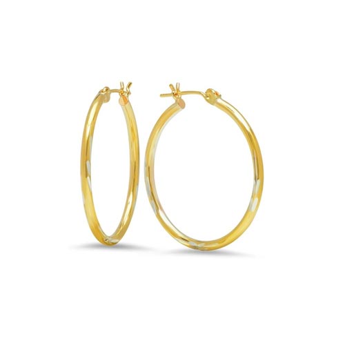 High-Polish Hoop Earrings in 14K Gold Bonded
