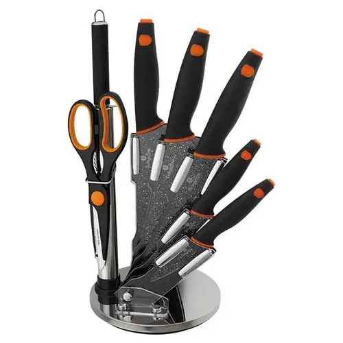 Berlinger Haus 8-Piece Knife Set w/ Acrylic Stand Black Collection