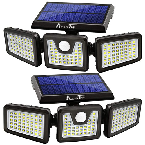 2 Pack Solar Lights Outdoor AmeriTop 128 LED 800LM Wireless Motion