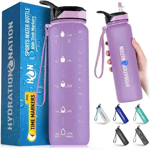 Hydration Nation Water Bottle With Time Marker (32 Oz)