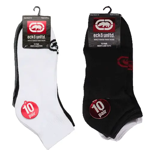 Ecko Unltd. Men's 10 Pack Flatknit Quarter And Lowcut Socks - Solid