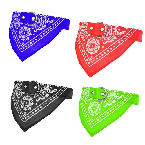 Adjustable Bandana Leather Pet Collar Triangle Scarf