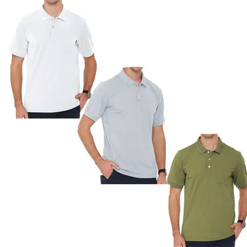 Men Polo Shirts With Pocket Dry Fit Collared Golf Shirt