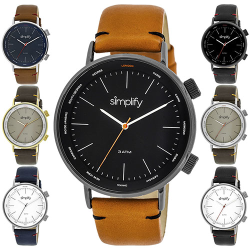 Simplify The 3300 Leather-Band Watch