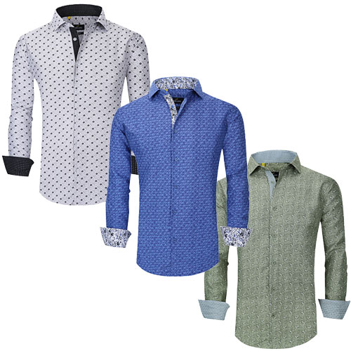 Men's Printed Party Fashion Long Sleeve Button Down Shirt