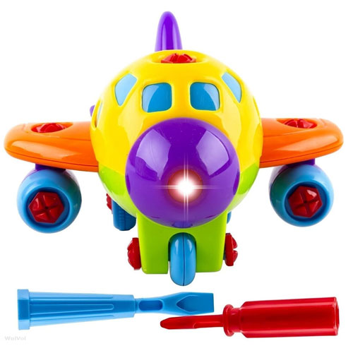 Wolvol 18 Piece Take Apart Building Airplane Toddler Assembly Stem Toy