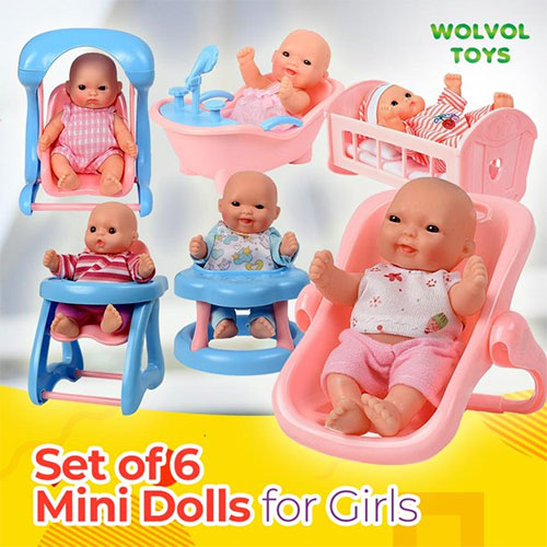 WolVolk-Set Of 6 Mini Baby Dolls Toy For Girls